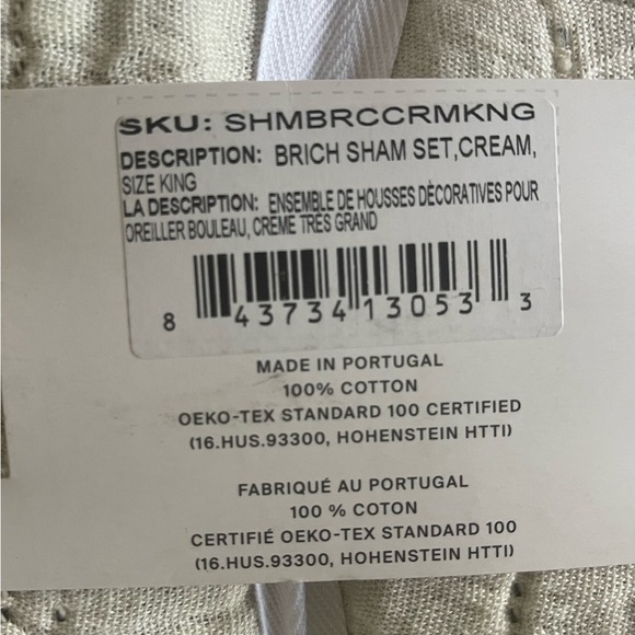 NWT Parachute Birch Sham Set in Cream- Size King - Picture 4 of 4